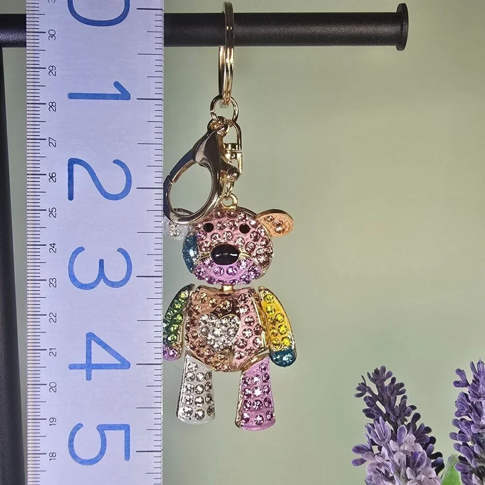 Blingy Multicolor‎ Teddy Bear Keychain (NWOT)